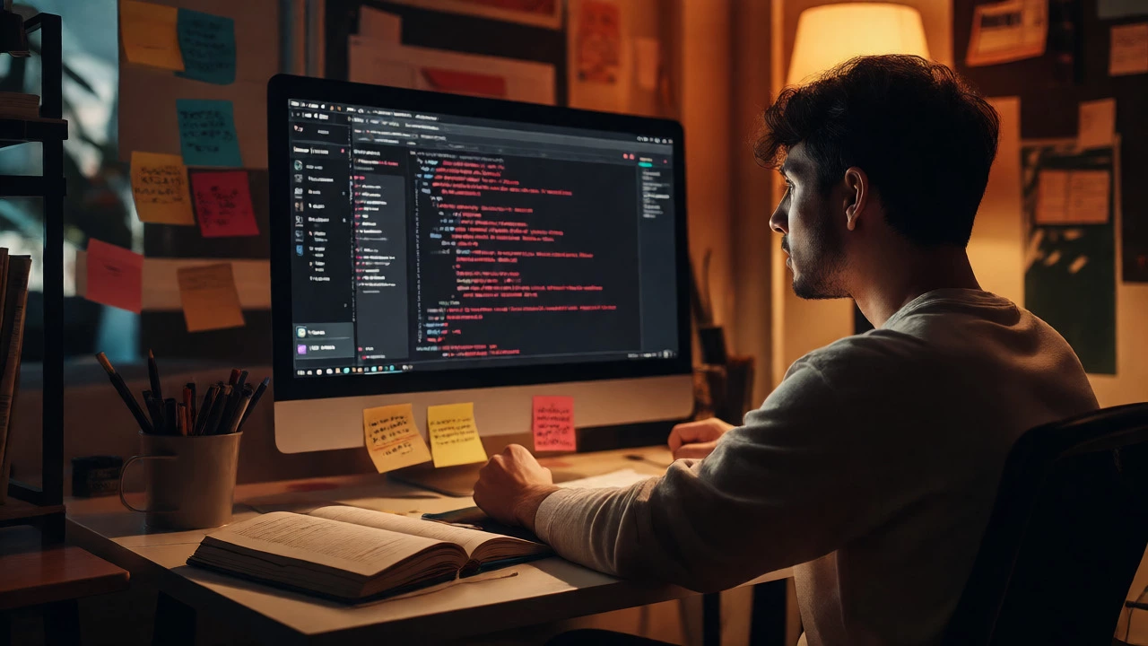 Focused developer troubleshooting errors in a local code editor environment